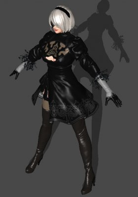 Naotora - White Hair,Black Dress